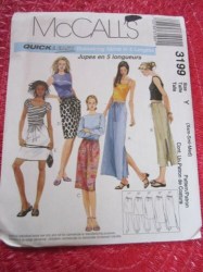 3199 MCCALLS EZ DRAWSTRING SKIRTS 5 LENGTHS PATTERN XS-M,L-XL UNCUT CHOICE